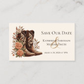 カウボーイブーツ付きカントリー西部の花 名刺 (正面)