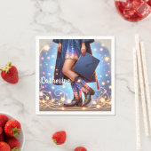 カウボーイブーツ付き卒業女カスタム性 スタンダードカクテルナプキン (インサイチュ)