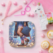 カウボーイブーツ付き卒業女カスタム性 ペーパープレート (パーティー)