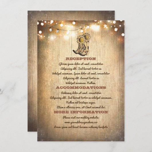 カウボーイブーツ国の結婚式の情報 エンクロージャーカード (正面/裏面)