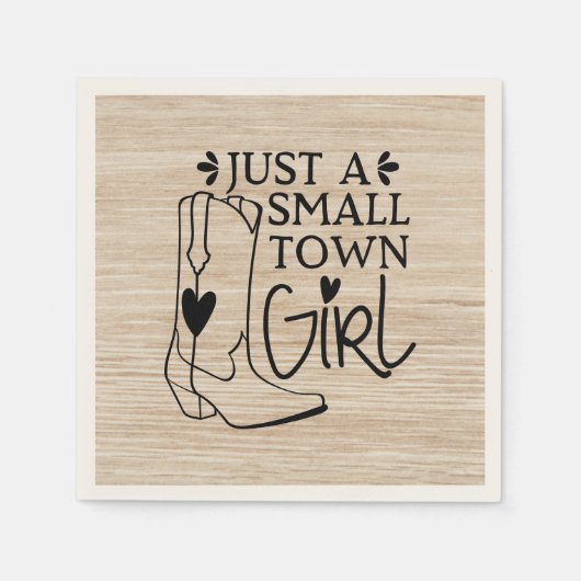 カウボーイブーツ女性のカーボーイカントリーウエスタンウッド スタンダードカクテルナプキン (正面)