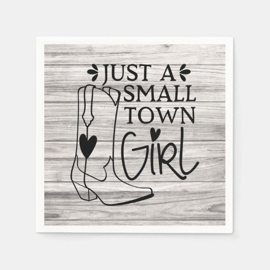 カウボーイブーツ女性のカーボーイカントリーガールウェスタンウッド スタンダードカクテルナプキン (正面)