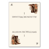 カウボーイブーツ家きん付き田舎西の花 テーブルナンバー (正面)