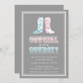 カウボーイブーツ性別の表示パーティの招待状 招待状 (正面/裏面)