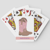 カウボーイブーツ星パープルピンクブラウンパーソナライズ トランプ (裏面)