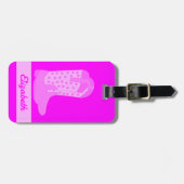 カウボーイブーツ星ピンクのパーソナライズ ラゲッジタグ (正面横)