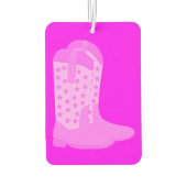 カウボーイブーツ星ピンクの背景 カーエアーフレッシュナー (裏面)