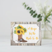 カウボーイブーツ木目レシピカードのひまわり 招待状 (スタンド正面)