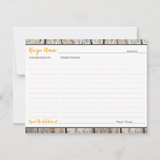 カウボーイブーツ木目レシピカードのひまわり 招待状 (裏面)