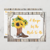 カウボーイブーツ木目レシピカードのひまわり 招待状 (正面/裏面)