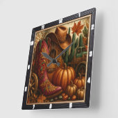 カウボーイブーツ秋ウェスタン スクエア壁時計 (傾斜)