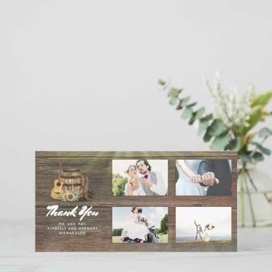 カウボーイブーツ素朴カントリーありがとうござ結婚う サンキューカード (スタンド正面)