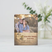 カウボーイブーツ素朴カントリーフォト日付を保存 案内ポストカード (スタンド正面)