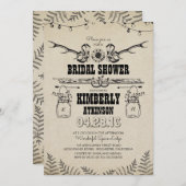 カウボーイブーツ素朴カントリーブライダルシャワー 招待状 (正面/裏面)