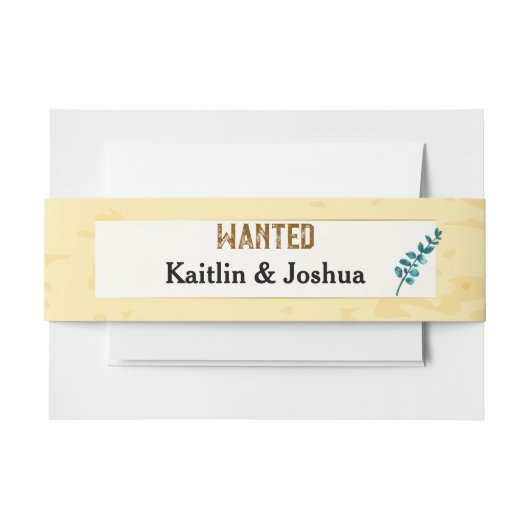 カウボーイブーツ結婚ズ🤠ウェスタン素朴モノグラム 招待状ベリーバンド (正面例)