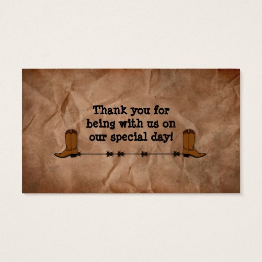 カウボーイブーツ結婚式の引き出物つるラベル (裏面)