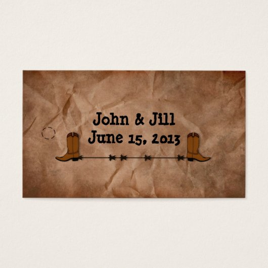 カウボーイブーツ結婚式の引き出物つるラベル (正面)