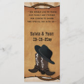 カウボーイブーツ西パーソナライズされたのメニューカード メニュー (裏面)