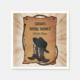 カウボーイブーツ西パーソナライズされた方結婚のナプキン スタンダードカクテルナプキン