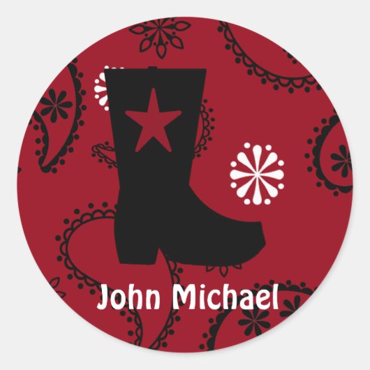 カウボーイブーツ誕生日シール ラウンドシール (正面)