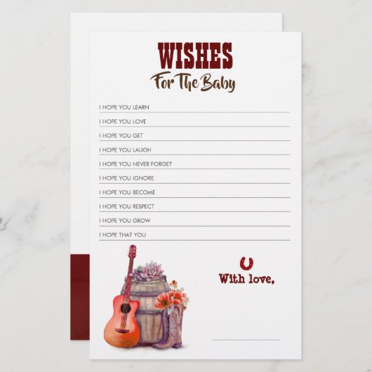 カウボーイブーツ赤ちゃんシャワーゲーム (正面/裏面)