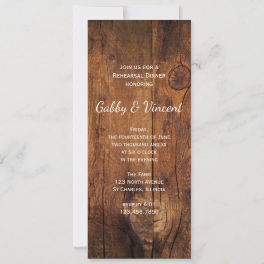 カウボーイブーツ馬ビット結婚のリハーサルディナー 招待状 (裏面)