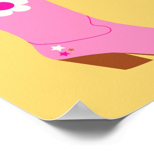 カウボーイブーツ05ピンクと黄色の女性のカーボーイブーツ ポスター (角)