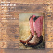 カウボーイブーツ&きらきら光るブライダルシャワー背景 招待状