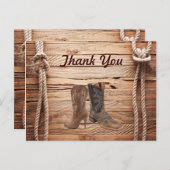 カウボーイブーツ ウェスタンカントリー ウェディング サンクス ポストカード (正面/裏面)