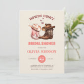 カウボーイブーツ&カウイプリントウェスタンブライダルシャワー 招待状 (スタンド正面)