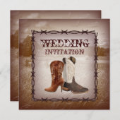 カウボーイブーツ カントリーウェスタン 結婚式招待状 招待状 (正面/裏面)