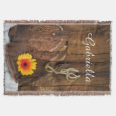 カウボーイブーツ、デイジーとホースビットカントリー西部 スローブランケット (正面)