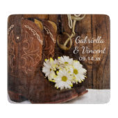 カウボーイブーツ、デイジーと馬のビット結婚ズ カッティングボード (正面)