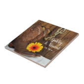 カウボーイブーツ、デイジーと馬ビットウェスタン結婚ズ タイル (側面)