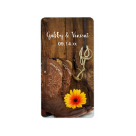 カウボーイブーツ、デイジーと馬ビットカントリーの結婚式 ラベル