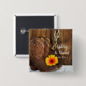 カウボーイブーツ、デイジーと馬ビットカントリーの結婚式 缶バッジ (正面&裏面)