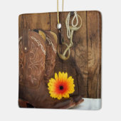 カウボーイブーツ、デイジー馬ビットウェスタン結婚ズ セラミックオーナメント (左)