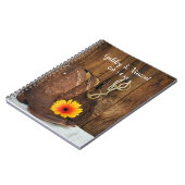 カウボーイブーツ、デイジー馬ビットカントリーウェディング ノートブック (左側)