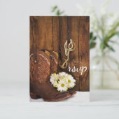 カウボーイブーツ,デイジー,馬ビットウェディングRSVPカード 出欠カード (スタンド正面)