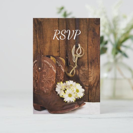 カウボーイブーツ,デイジー,馬ビットウェディングRSVP 出欠カード (スタンド正面)