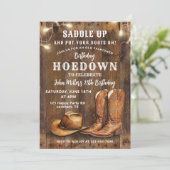 カウボーイブーツ&ハット付きウエスタンホームダウン誕生日 招待状 (スタンド正面)