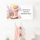 カウボーイブーツ&ハット誕生日 横断幕 (インサイチュ)