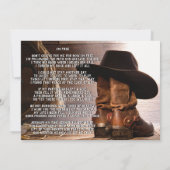 カウボーイブーツ ハット 葬儀 追悼式 招待状 (裏面)