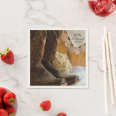 カウボーイブーツ&レースカントリーウェスタン結婚ズ スタンダードカクテルナプキン (インサイチュ)