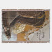 カウボーイブーツ&レースカントリーウェスタン結婚ズ スローブランケット (正面)