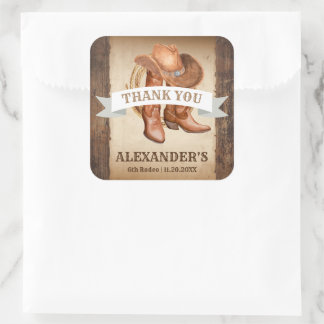 カウボーイブーツ、帽子、投げ縄 スクエアシール