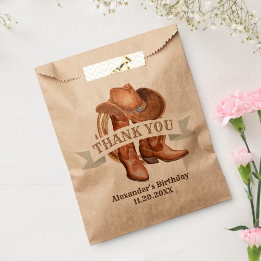 カウボーイブーツ、帽子、投げ縄 フェイバーバッグ (封をした状態)