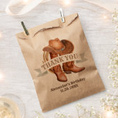 カウボーイブーツ、帽子、投げ縄 フェイバーバッグ (クリップ留めされた状態)