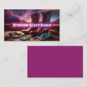 カウボーイブーツ、砂漠のターコイズジュエリー(紫) 名刺 (正面/裏面)