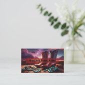 カウボーイブーツ、砂漠のターコイズジュエリー(茶色) 名刺 (スタンド正面)